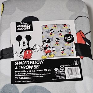 Disney Mickey Mouse Shaped Pillow & Throw Set